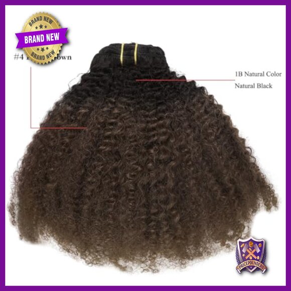 18 Inch Clip-In Human Hair Extensions Afro Kinky Curly Remy Virgin Hair main image 4